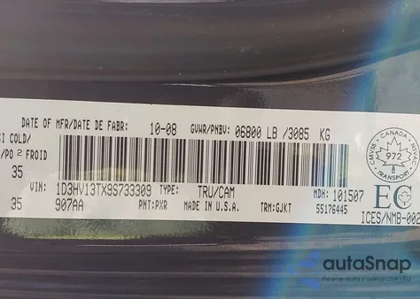 2009 Dodge Ram 1500 Laramie from USA, damaged, VIN 1D3HV13TX9S733309